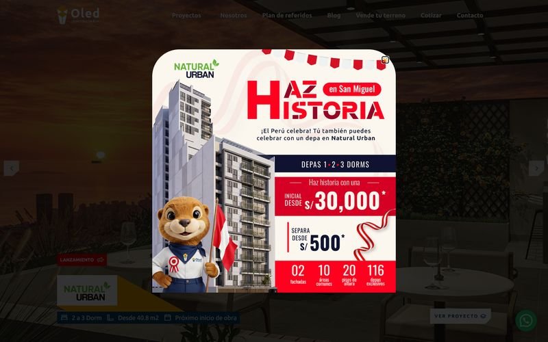 Página de inicio de OLED Inmobiliaria