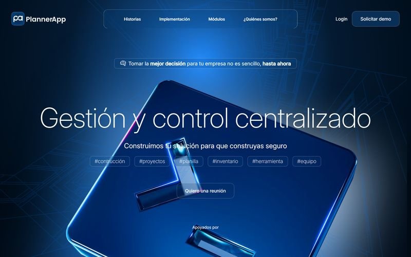 Página de inicio de PlannerApp